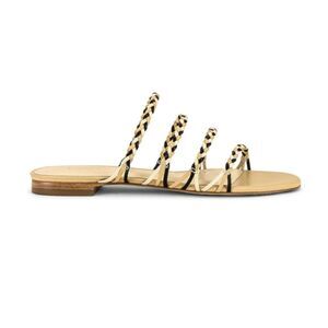 Larroude The Ibiza Slide in Beige, Black, & Ivory SZ 8.5
